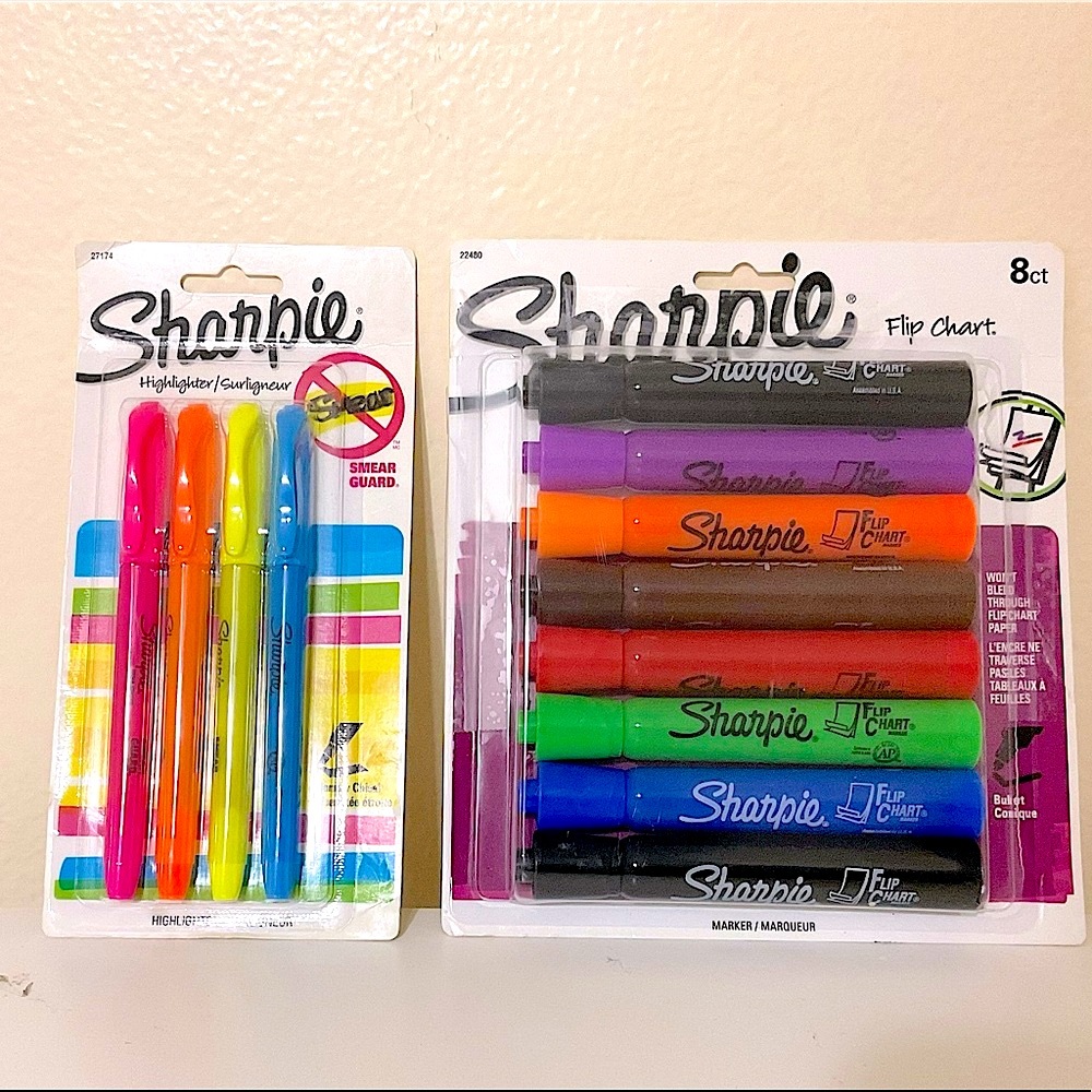 8 Sharpie Flip Chart Markers and 4 Sharpie Highlighters Assorted Colors